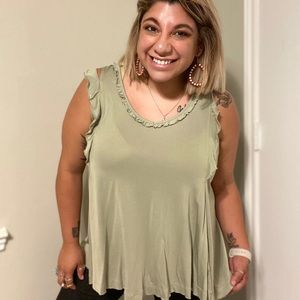 Light green ruffle detailed top!